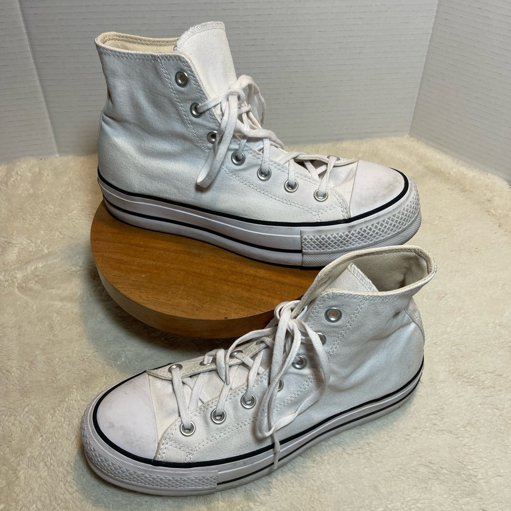 Converse White Canvas High-Top Sneakers - Picture 2 of 11